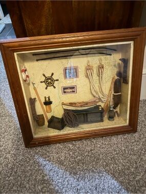 Nautical Shadow Box Wall Decor in Brown and Cream